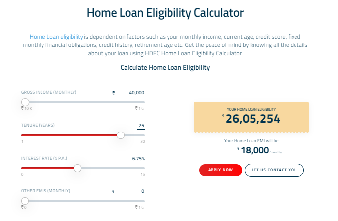 hdfc eligibility calcultor